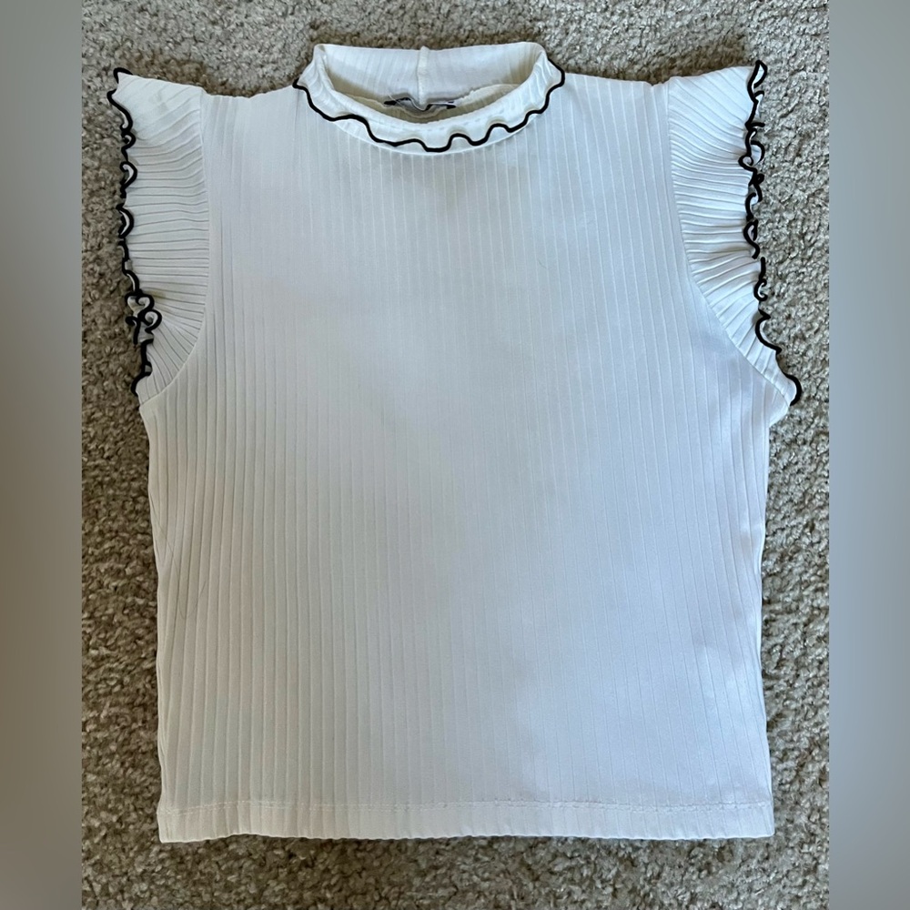 Zara Ruffle Trim Mock Neck Top